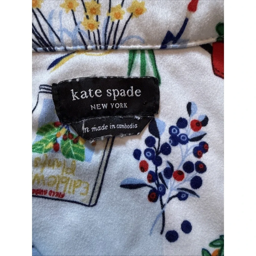 Kate Spade White Colorful IN THE GARDEN Knit Cropped Pajama Set Medium Floral - Picture 3 of 12